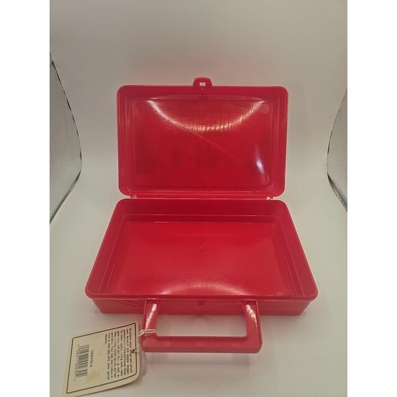 Vtg 90s Crayola Crayons Plastic Crayon School Box Handle Paper Label Red - Picture 2 of 3